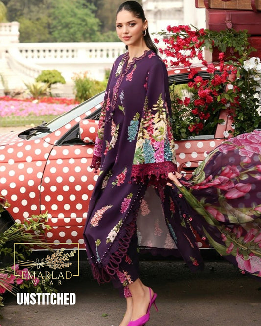 MARIA B M PRINT Vol-02 Lawn Collection 2026 Dark Purple | Embroidered Lawn Suit Online Pakistan