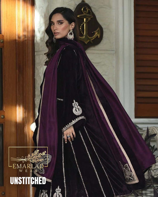 Farida hassan Velvet collection | Dark purple