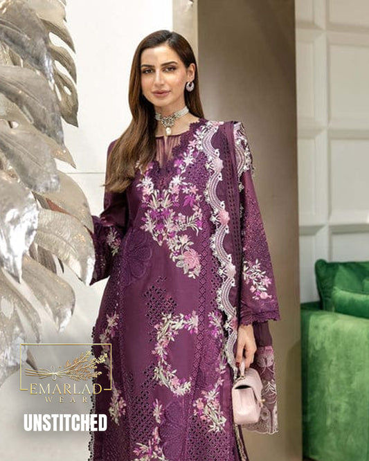 Saira Shakira Luxury Lawn 3 Piece Embroidered Suit Dark Purple – Designer Lawn Collection 2026
