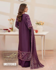 Imrozia Dark Purple Luxury Embroidered Lawn 3PC Suit