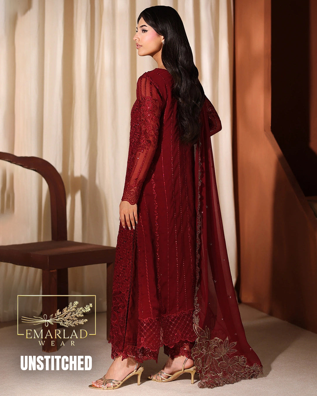 Azure Chiffon Partywear 3 Piece Embroidered Suit NC-27