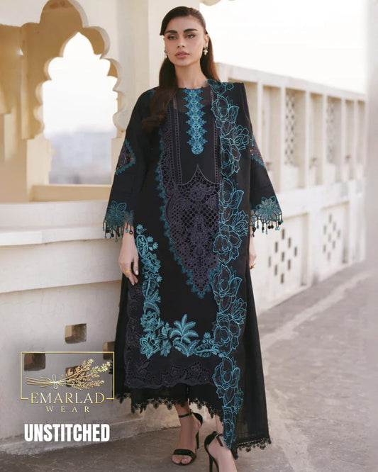 Parishay Shangrila Luxury Lawn 2026 SLA-03 Black & Blue Unstitched Suit Online in Pakistan