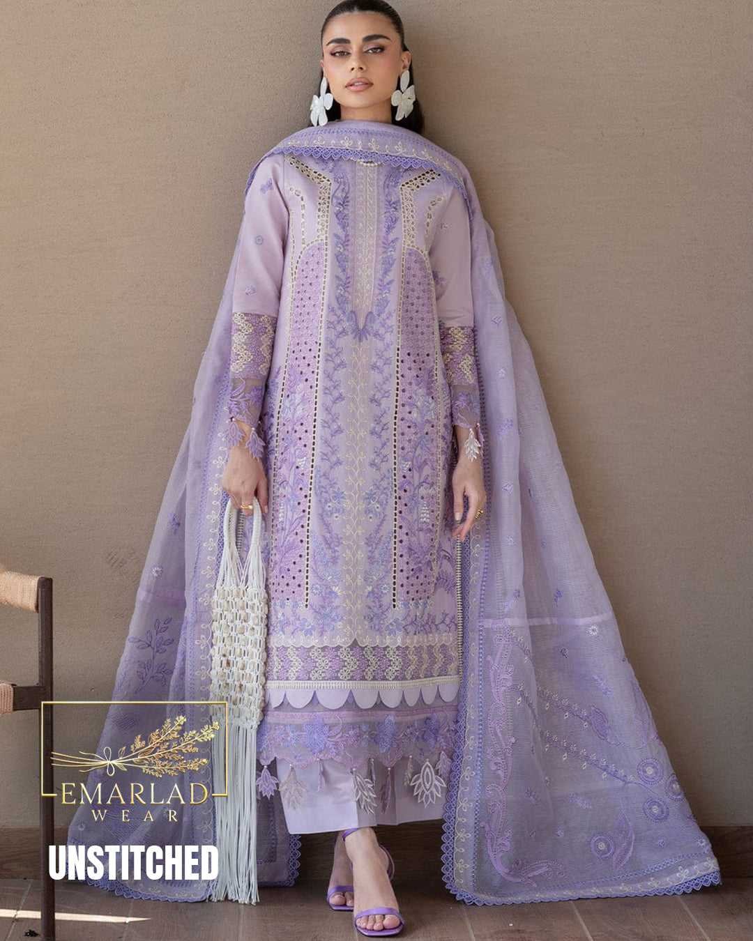 Serene by Mahnoor Lilic Purple Luxury Lawn 3 Piece Embroidered Suit