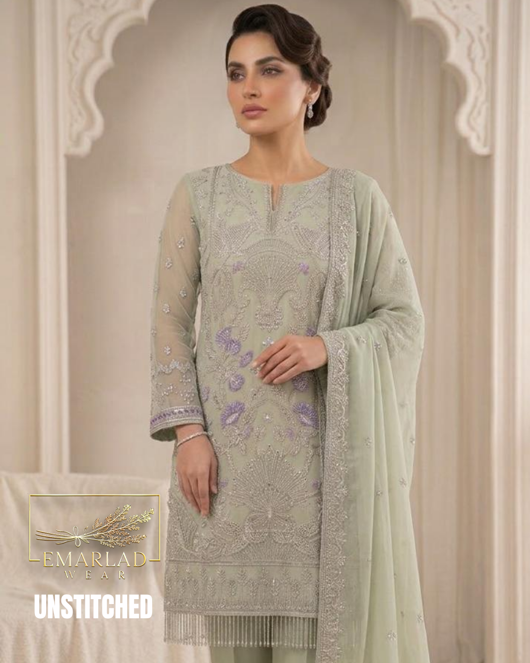 Naqsh Luxury Embroidered Chiffon 3 Piece Suit Design 2590
