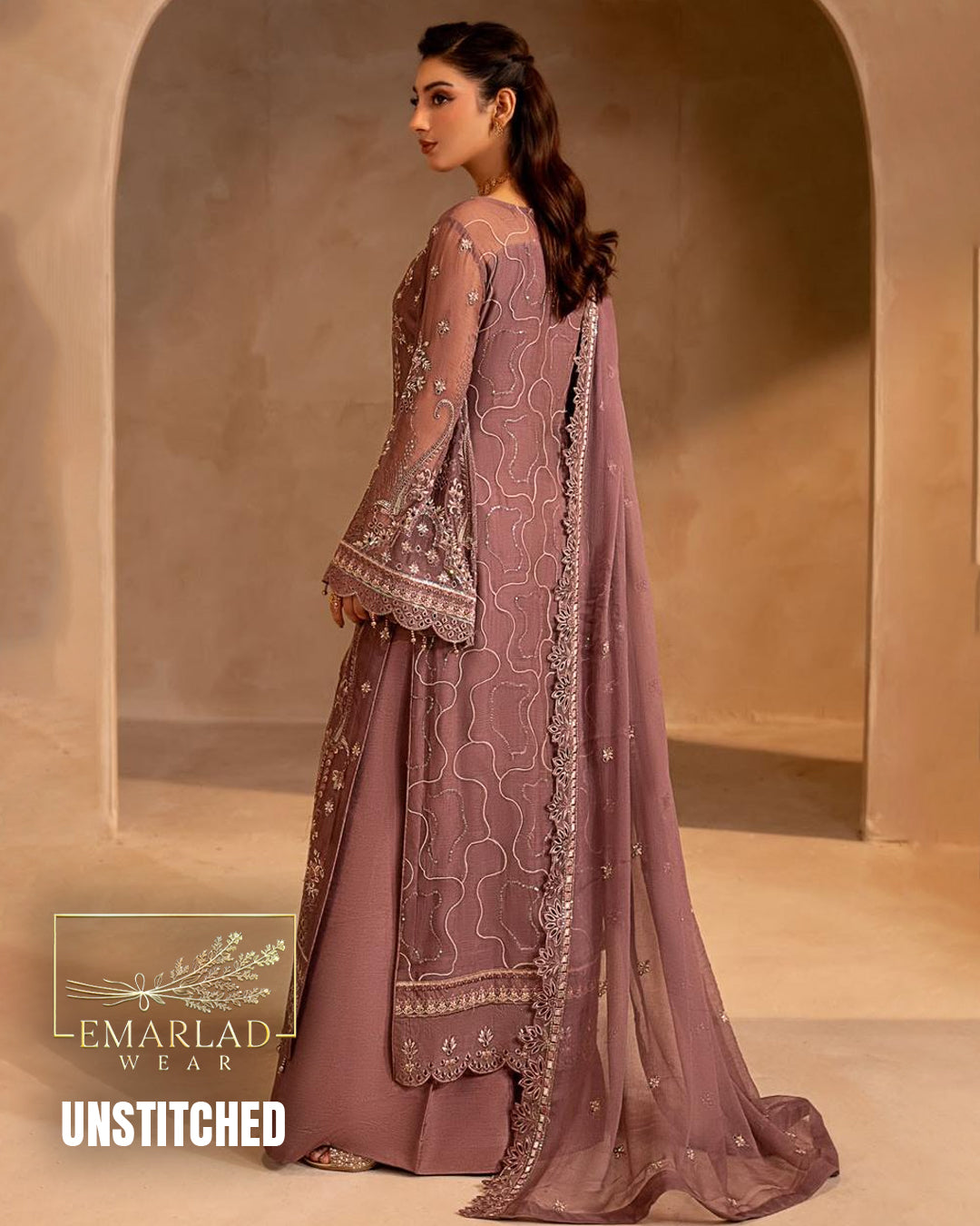 Maryam's Luxury Embroidered Chiffon 3 Piece Suit Design 2584