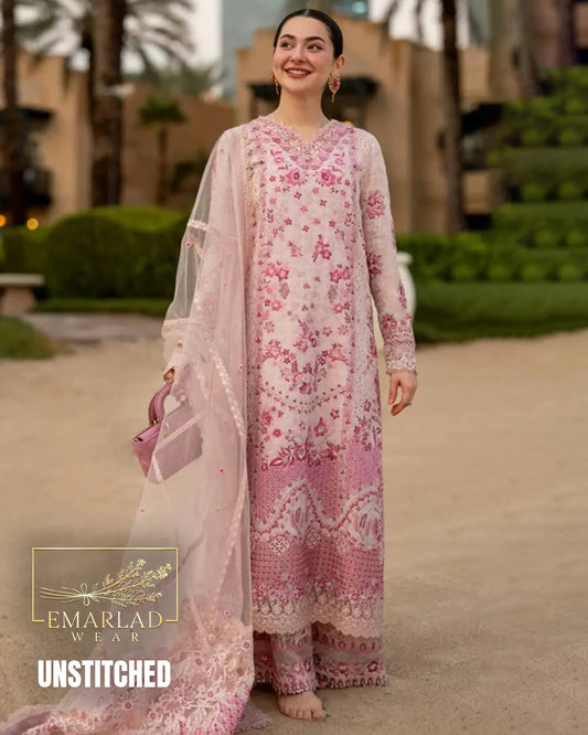 Faiza Saqlain Aya Lamija Baby Pink Luxury Lawn Suit