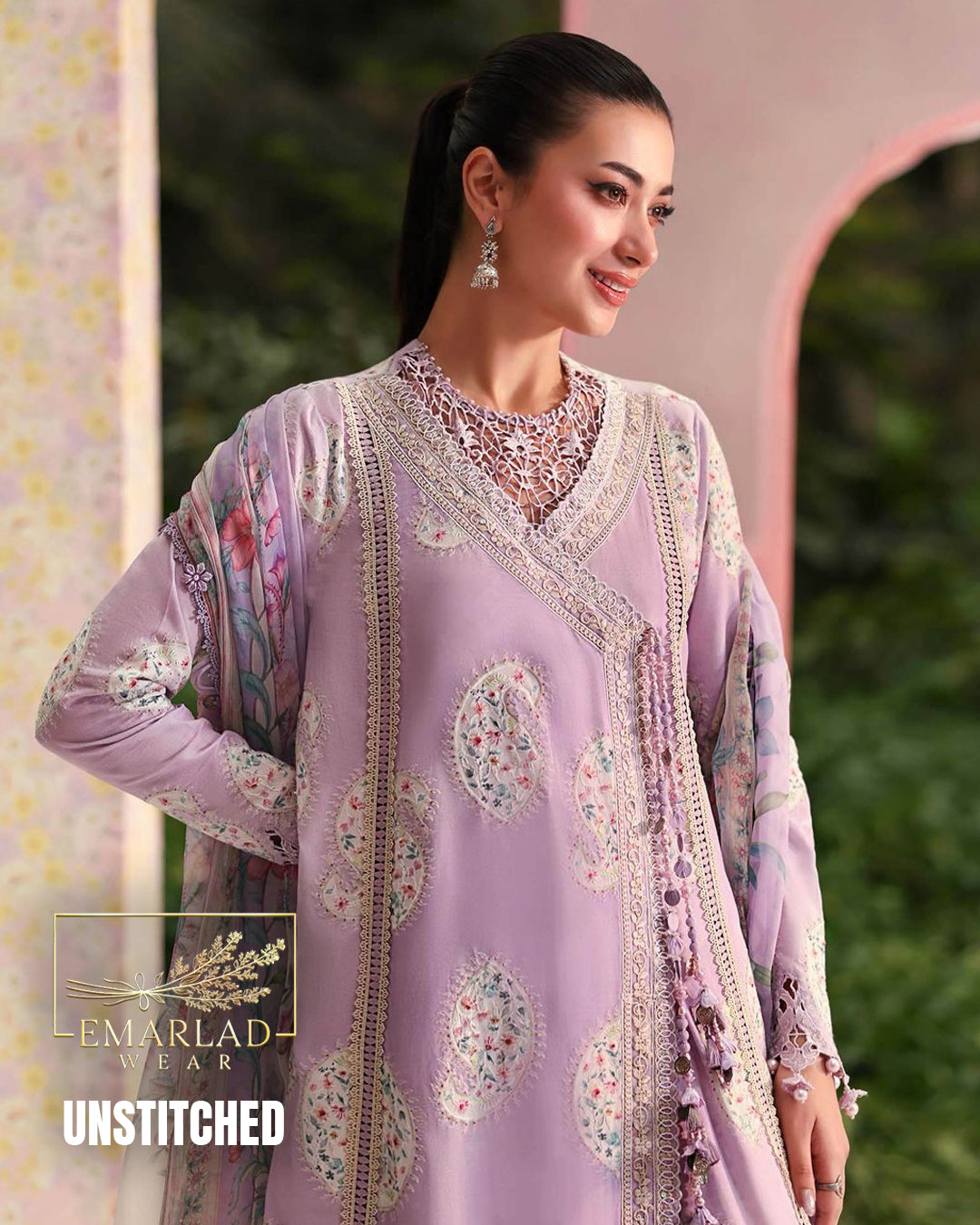 Maria B Kairy Lilac Purple Lawn Suit with Chiffon Embroidered Dupatta & Printed Trouser