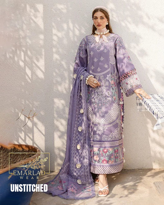 Parishay Eid Collection Cotton Chicken Kari Suit – Lilac Purple
