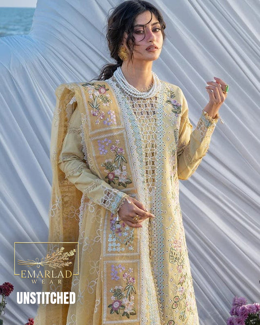 Seerne by Mahnoor Light Lemon Luxury Lawn Suit 2026 – 3PC Embroidered Dress