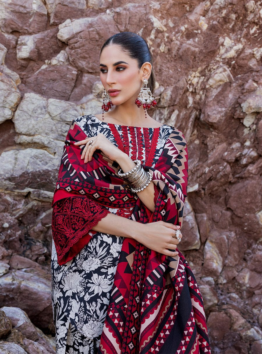 Zainab Chottani Red & Black Pure Lawn Embroidery Dress