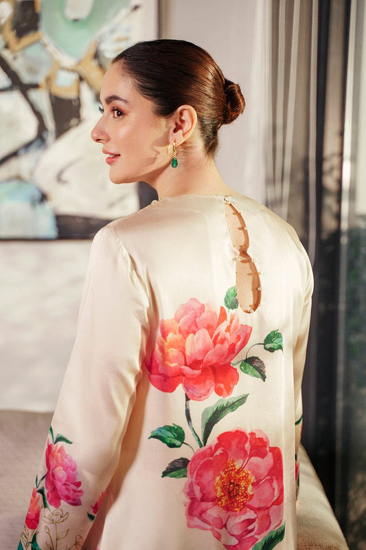 Lulusar Hania amir Wear Skin Digital Silk Embroidery Dress 3pc