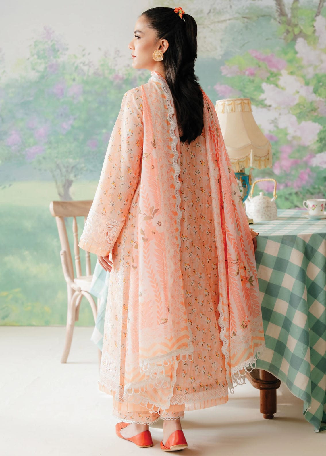Afrozeh Peach Digital Emb New Arrival Lawn 3pc