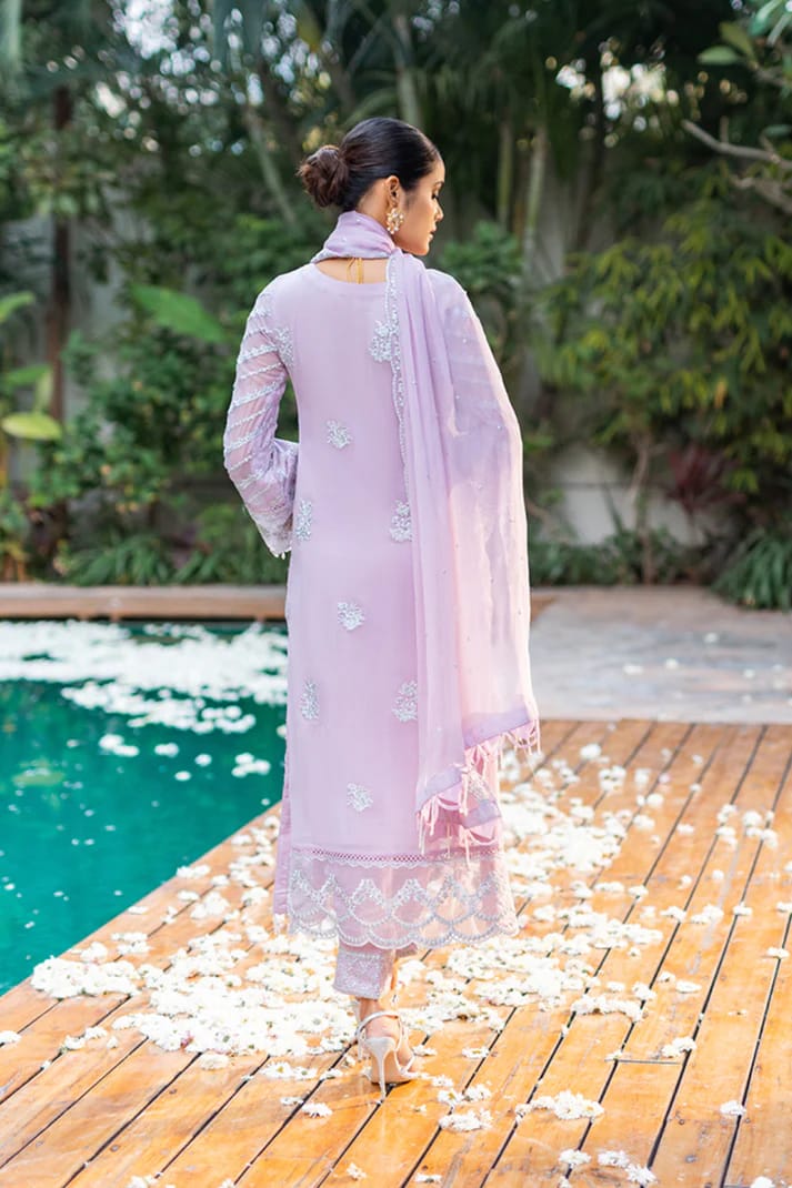 Azure Pale Embroidered Chiffon Dress