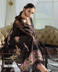 M.B  Article Colour black Unstitched 3 Piece Suit