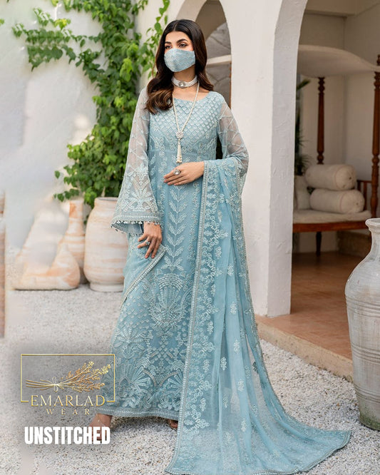 Flossie Luxury Chiffon Collection Design 5479-KA 3 Piece Unstitched Embroidered Suit