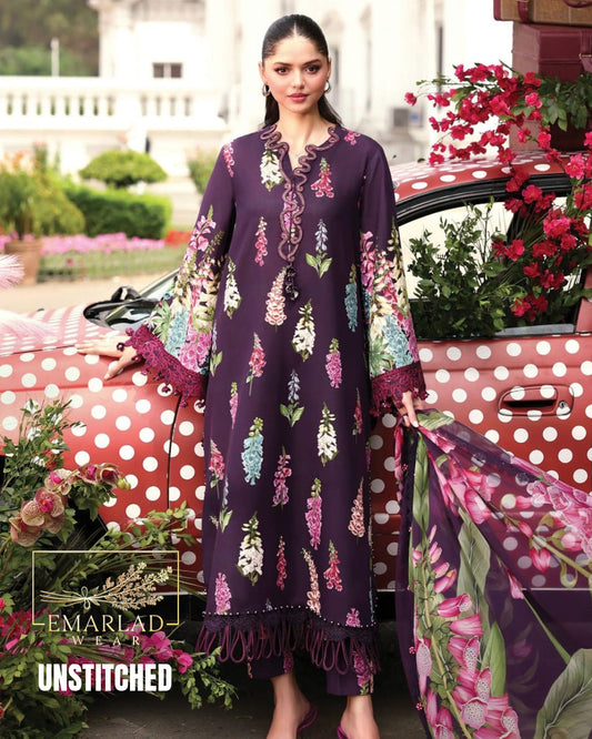 MARIA B M PRINT Vol-02 Lawn Collection 2026 Dark Purple | Embroidered Lawn Suit Online Pakistan