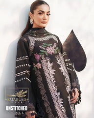 Parishay Black Luxury Lawn Chicken Kari Suit 2026 with Embroidered Chiffon Dupatta – Premium 3PC