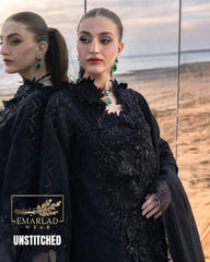 Rung Rasia Luxury Lawn Collection Black Embroidered 3 Piece Unstitched Suit – Premium Designer Lawn