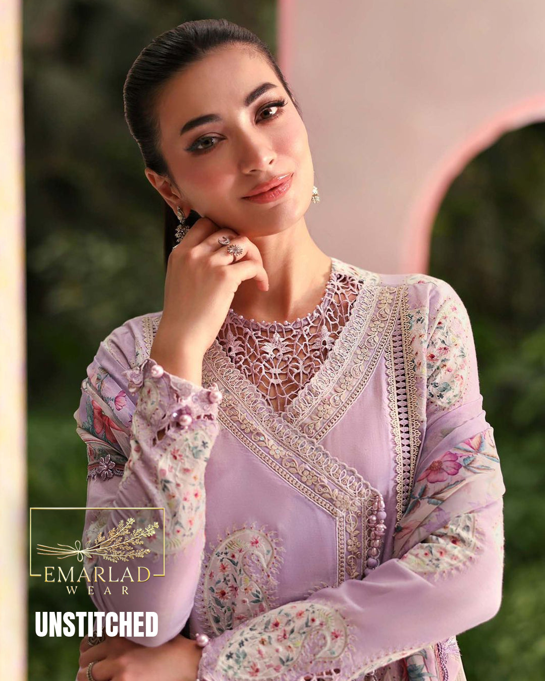 Maria B Kairy Lilac Purple Lawn Suit with Chiffon Embroidered Dupatta & Printed Trouser