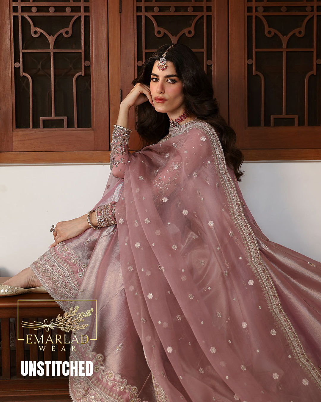Faiza Saqlain Pink ZR Sheesha Silk 3 Piece Unstitched Replica Suit