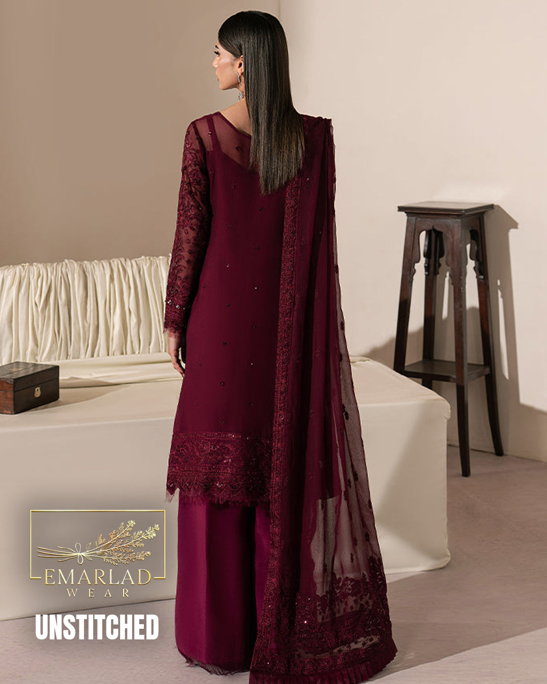 Zarif MPC-26-108 Chiffon & Sharmoz Embroidered 3 Piece Suit