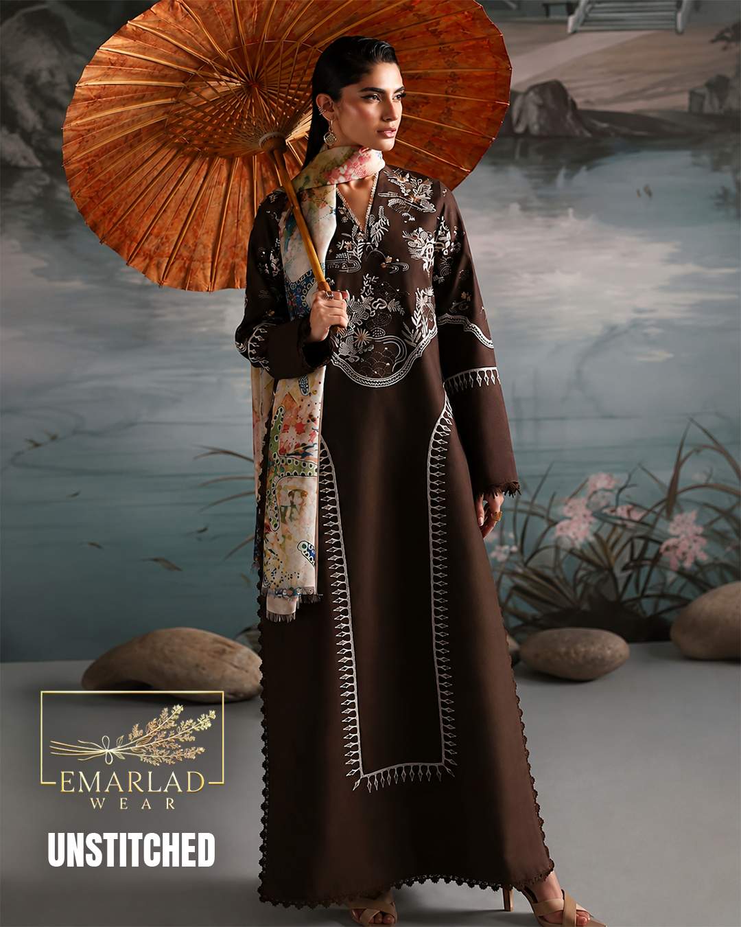 Riwayat Brown Dhanak Winter Collection 3 Piece Unstitched Suit