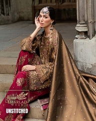 MB Wedding Collection 2025 Raw Silk Embroidered Dress with Organza Dupatta