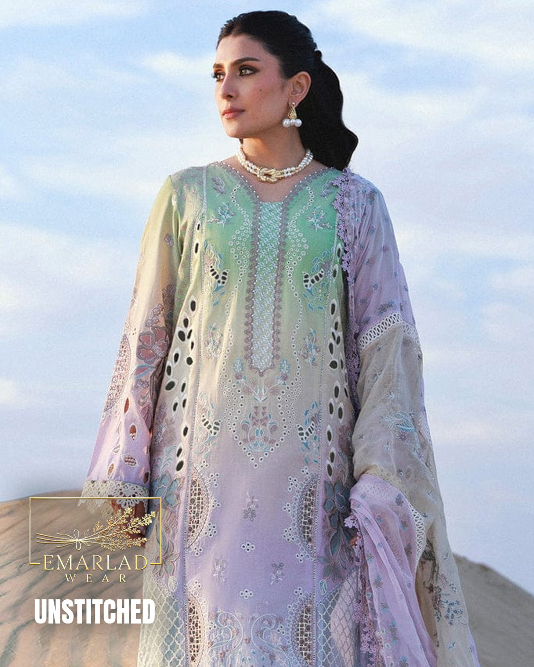 Iznik Multi Digital Tie & Dye Pure Lawn Suit with Chiffon Dupatta | Premium Summer Collection | Emarladwear