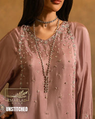 Lulusar Raw Silk Suit – T-Pink | Embroidered with Handwork