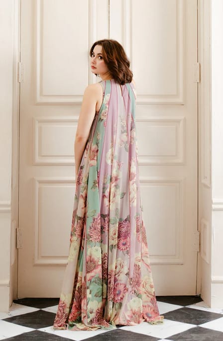 formal navy midi dress Lulusar Raw Silk Embroidered Suit – Skin Color – Emarlad Wear main image 0