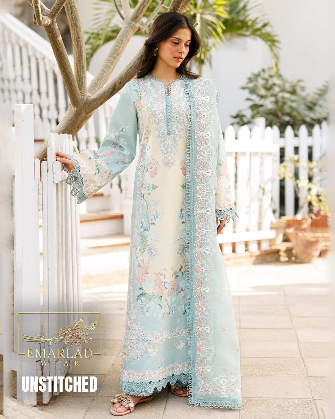 Afrozeh Lawn Collection 2026 – Elegant Heavy Embroidered Lawn Suit with Chiffon Dupatta