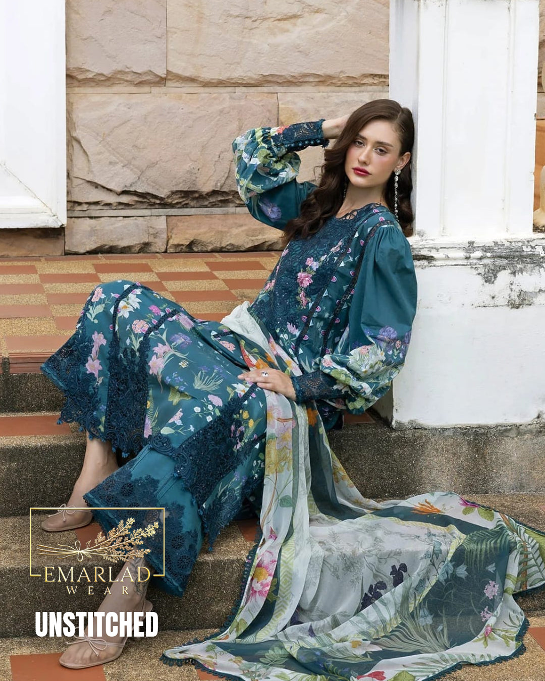 Elaaf Lawn Collection 2026 Zinc 3 Piece Unstitched Embroidered Lawn Suit with Printed Chiffon Dupatta