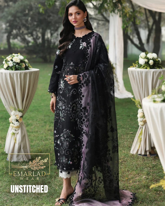 Sardina Luxury Lawn 3 Piece Embroidered Suit Black – Premium Designer Lawn Collection 2026