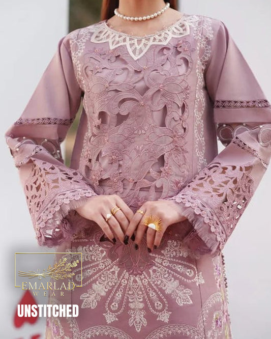 Parishay Luxury Embroidered Lawn T-Pink 3PC Suit – Premium Designer Collection