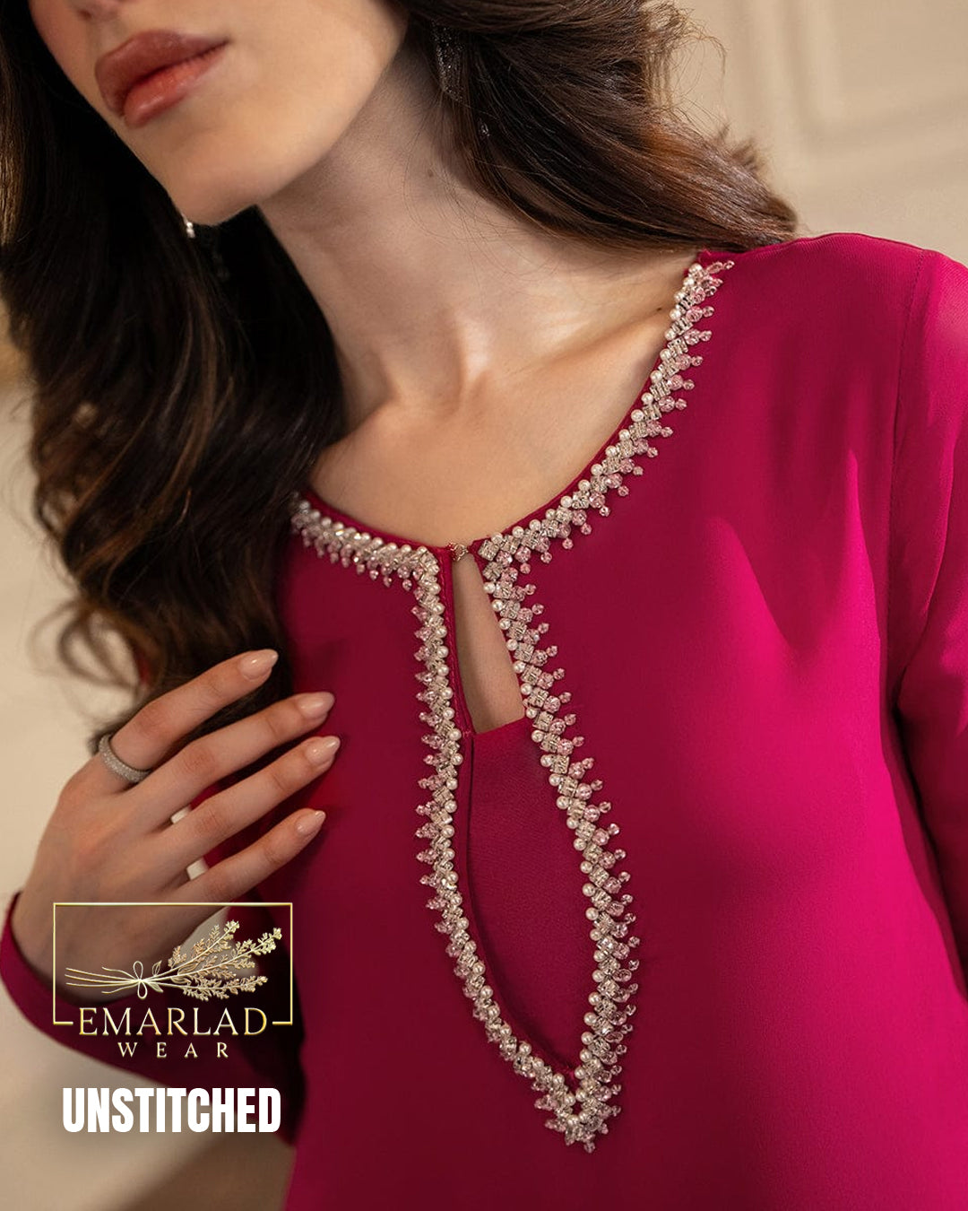 Lulusar Shocking Pink Raw Silk Formal Collection Replica – Elegant Luxury Wear