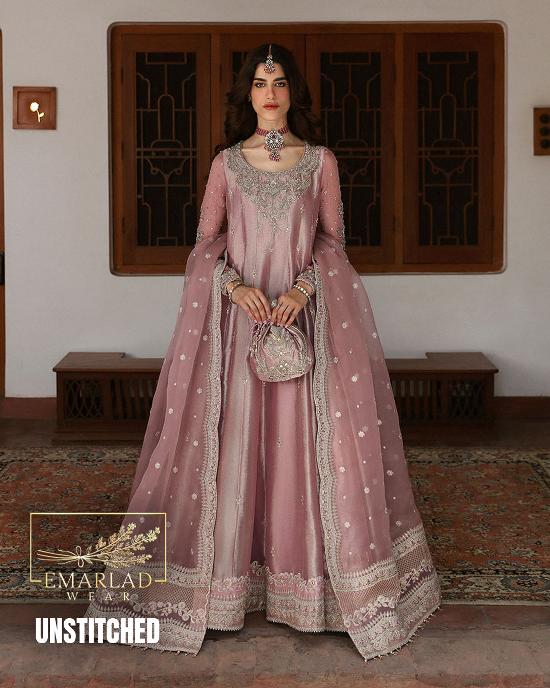 Faiza Saqlain Pink ZR Sheesha Silk 3 Piece Unstitched Replica Suit