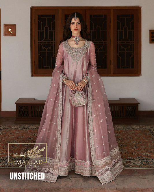 Faiza Saqlain Pink ZR Sheesha Silk 3 Piece Unstitched Replica Suit