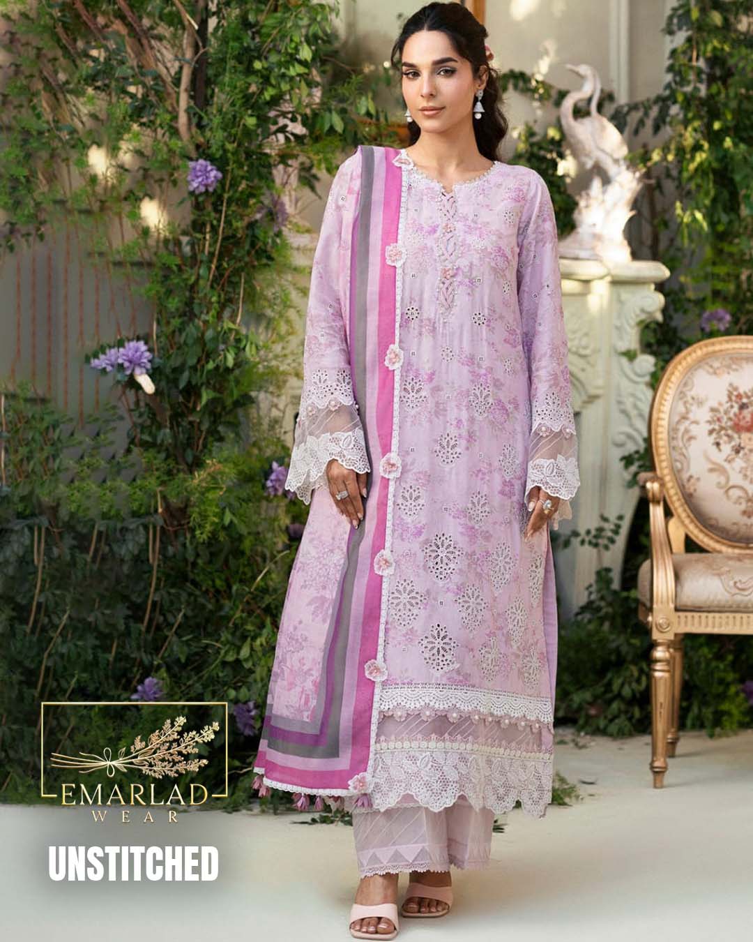 Motif Pink Printed Lawn Suit with Chiffon Embroidered Dupatta