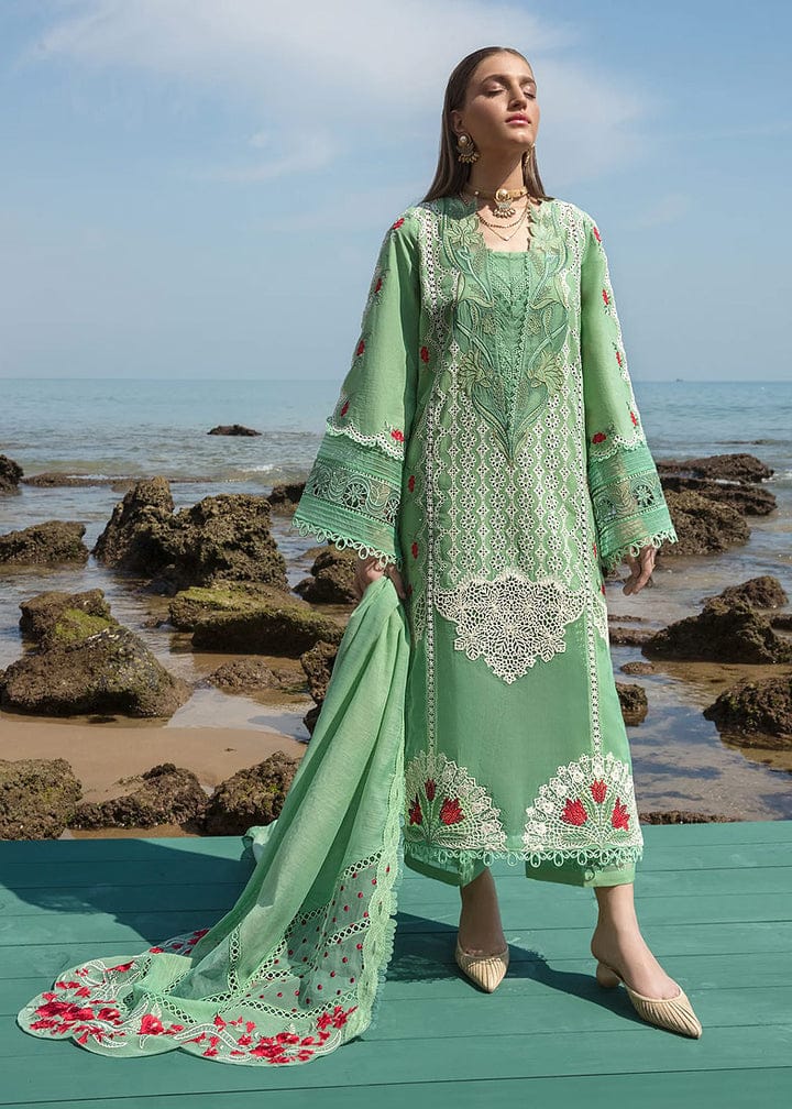 CRIMSON GREEN LUXURY CHIKANKARI EMB DRESS