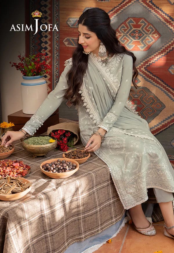 Asim Jofa Pistachio Formal Collection Chiffon Fabric