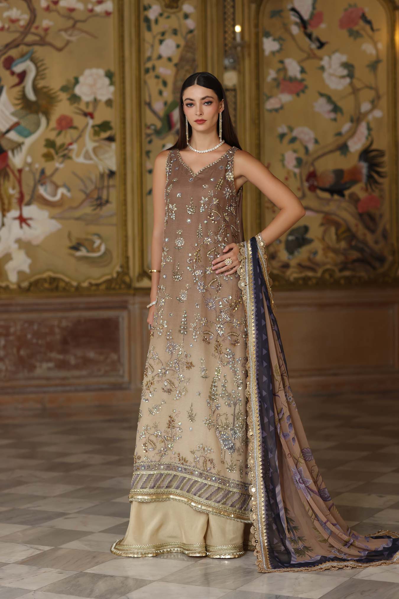 Noor By Sadia Asad | Beige - Cotton Net Collection