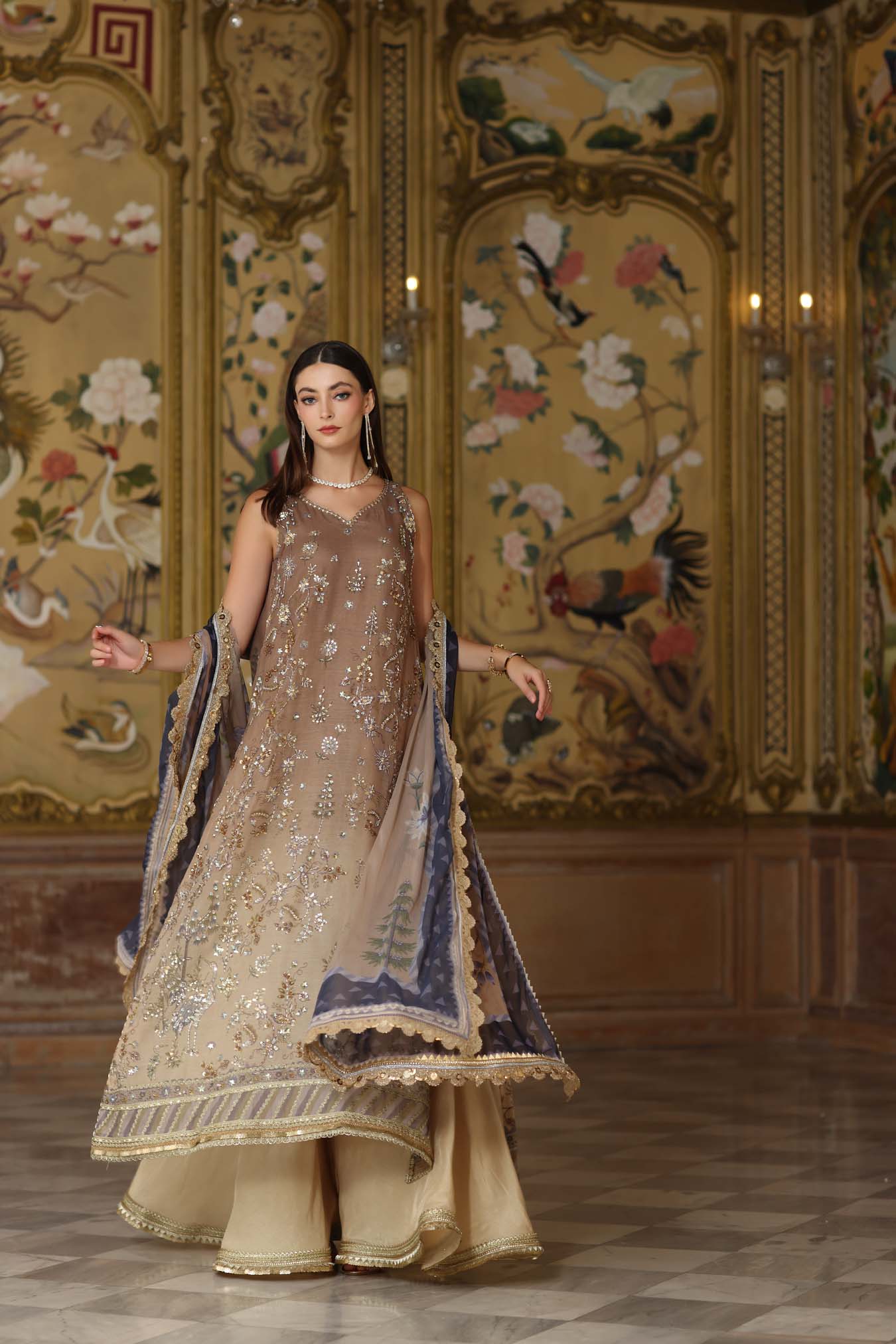 Noor By Sadia Asad | Beige - Cotton Net Collection