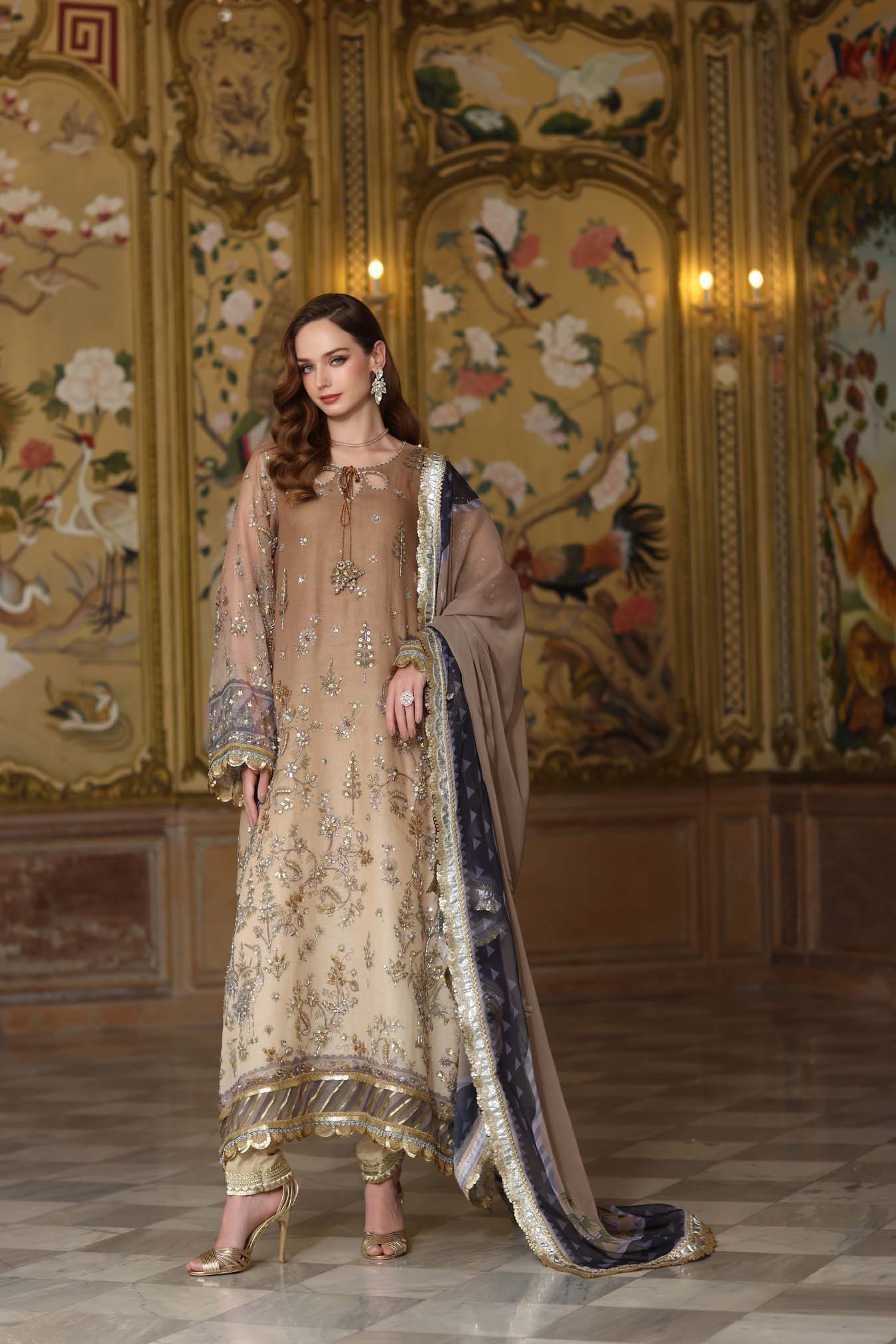 Noor By Sadia Asad | Beige - Cotton Net Collection