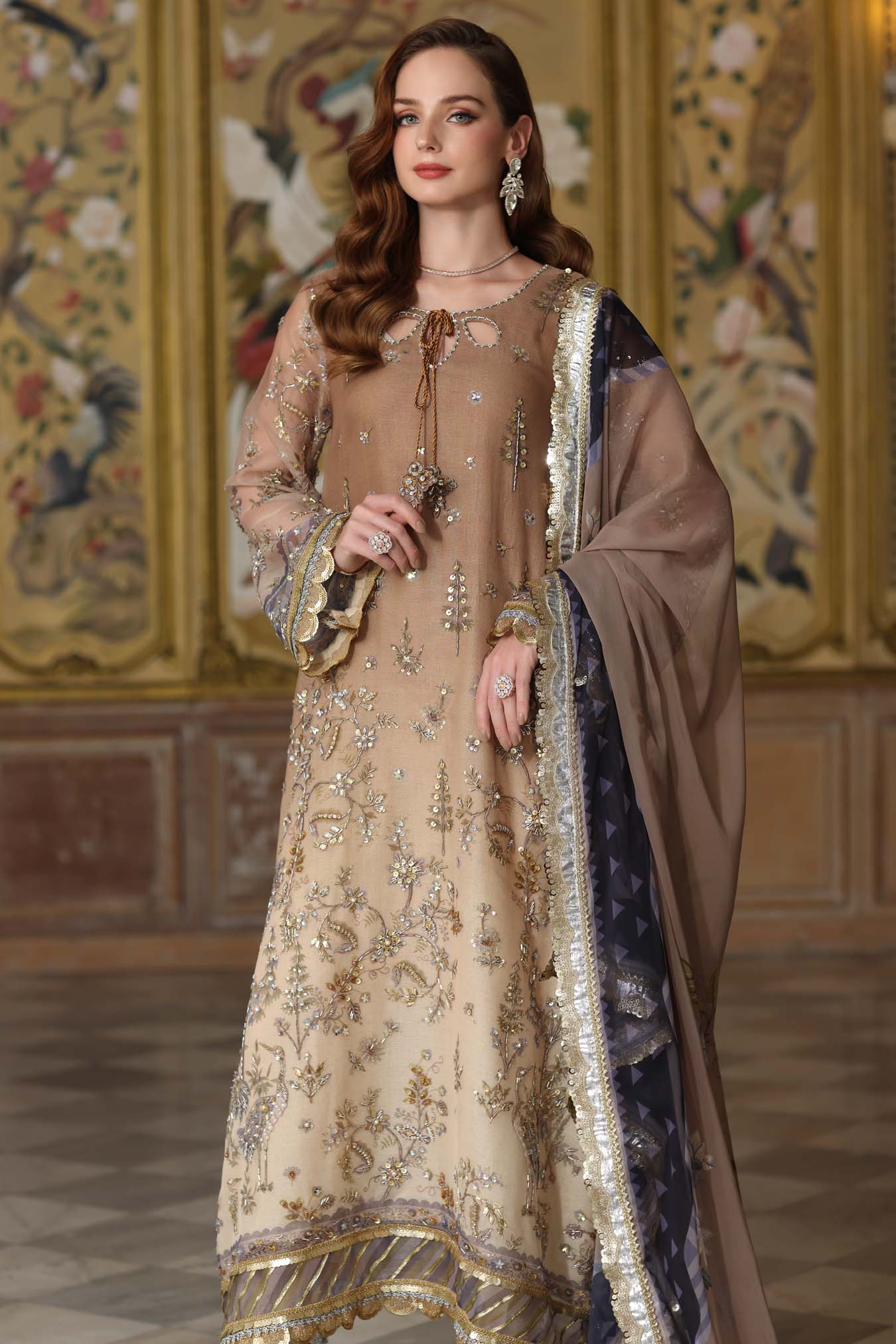 Noor By Sadia Asad | Beige - Cotton Net Collection
