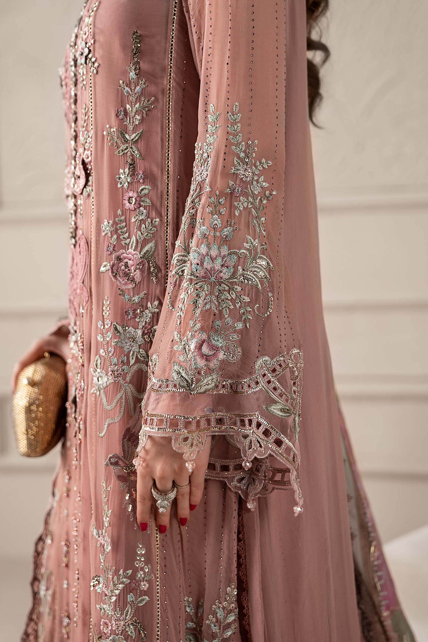 Maria B | T.pink - Chiffon Embroidered Collection