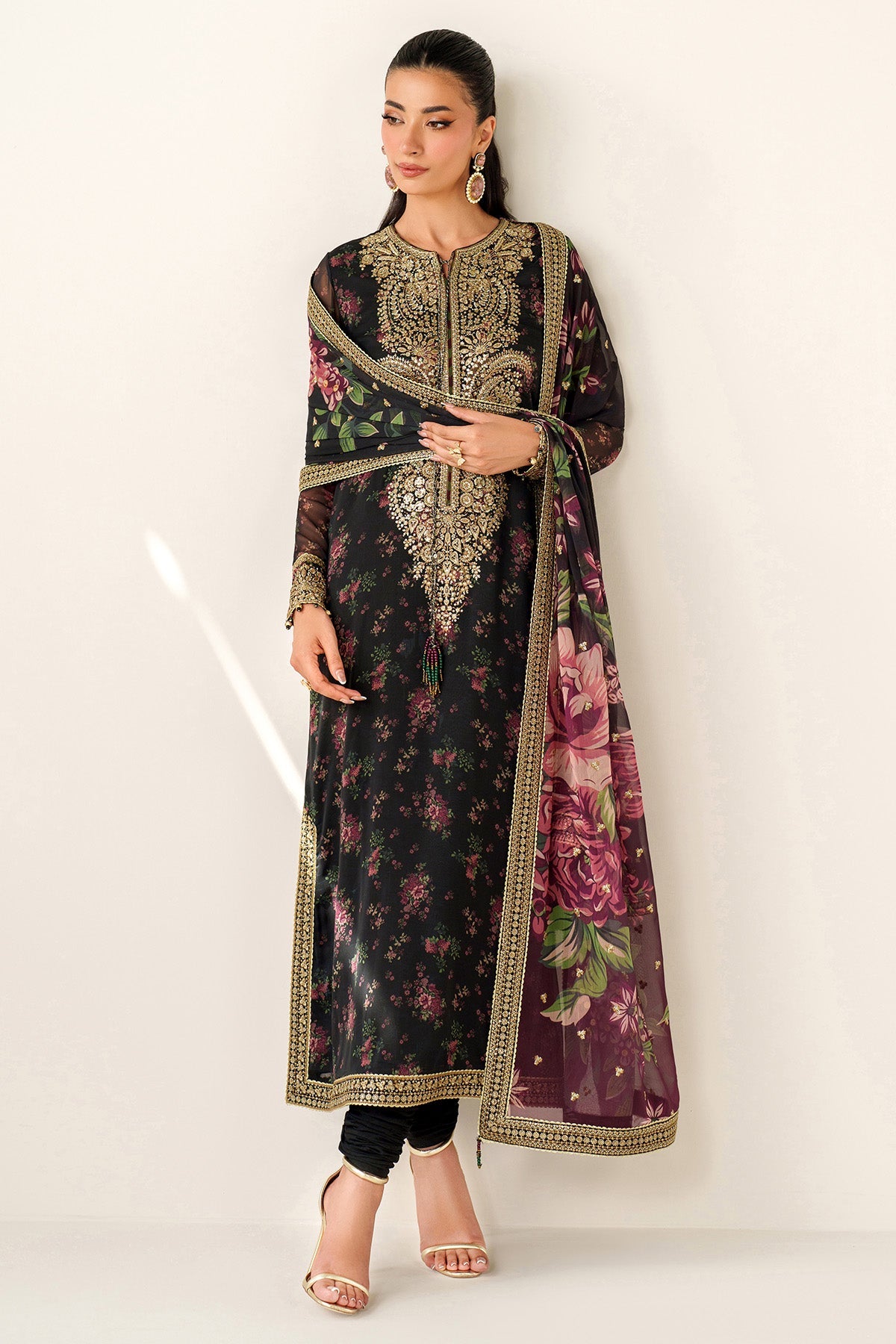 Jazmine | Black - Shamoz Digital Printed Silk Collection