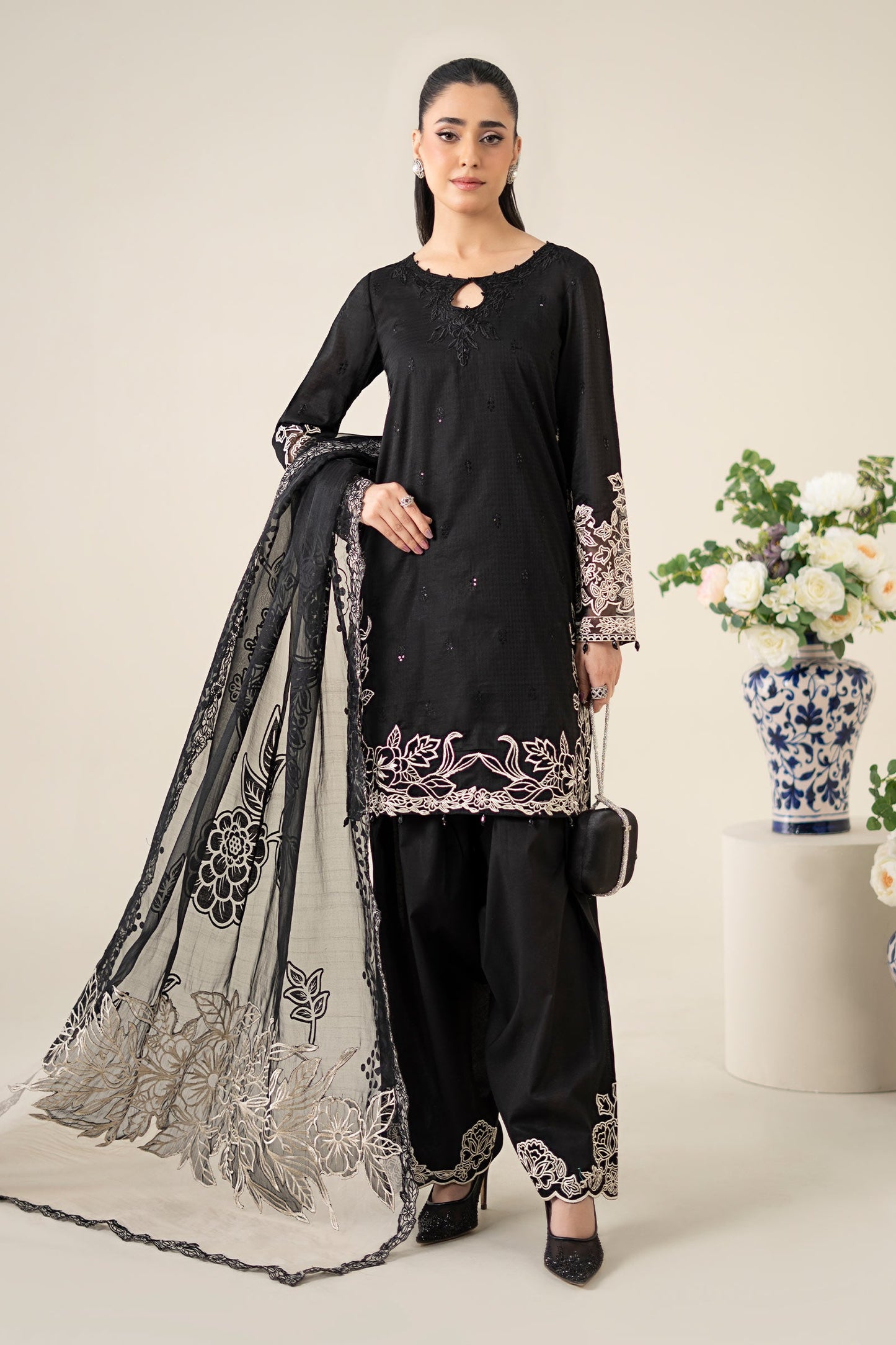 Maria B DW-EA25-67 | Black - Chiffon Collection