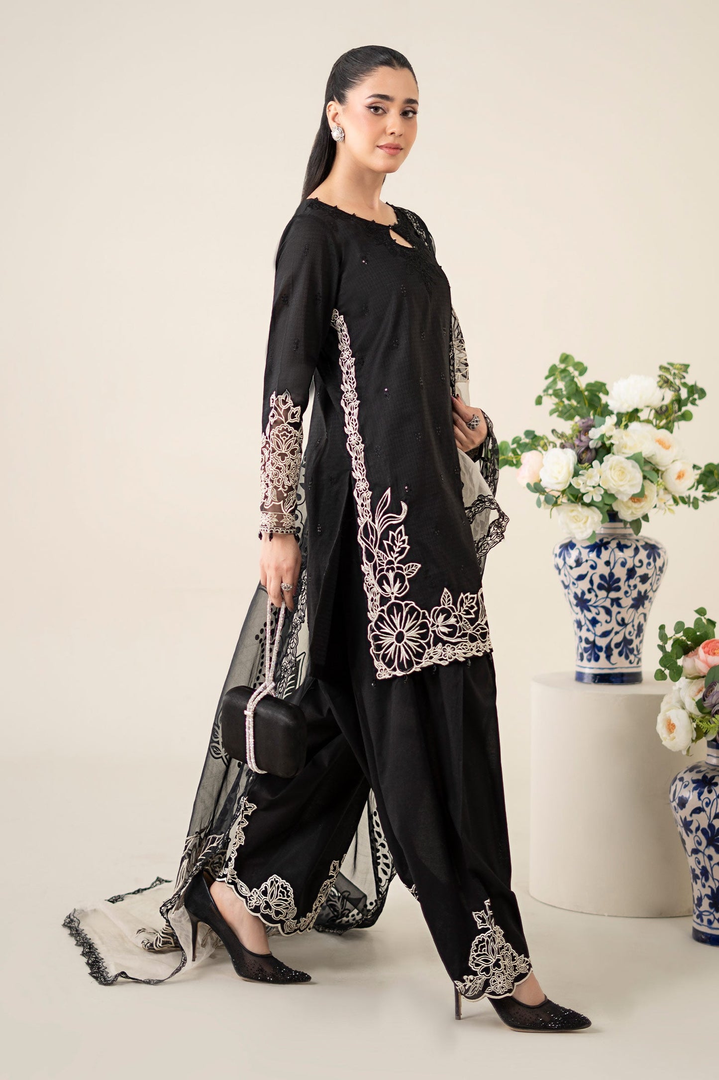 Maria B DW-EA25-67 | Black - Chiffon Collection