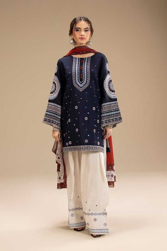 Bareeze | Navy Blue - Embroidered Dhanak Collection