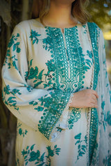 Aneelas Collection | White & Green - Silk Collection